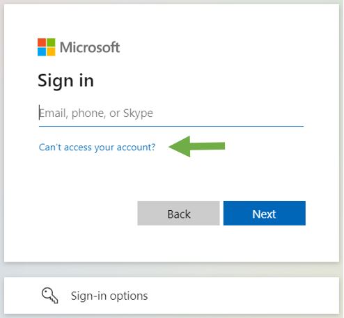 Microsoft 365 Forgot Password Window
